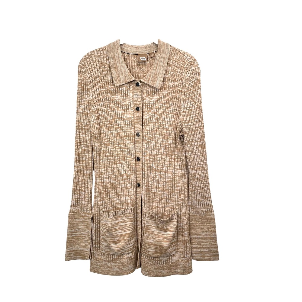 HUGO BOSS Mélange-Effect ribbed wool‎ blend Cardigan sweater Size XL designer